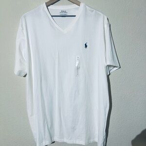 NWT Polo Ralph Lauren Classic V-Neck Tee with Navy Pony Logo